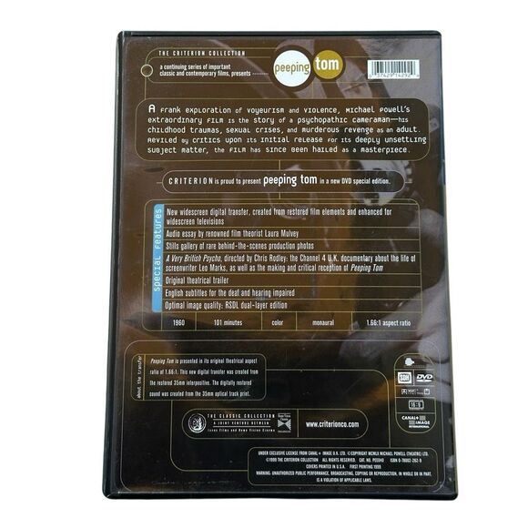 Peeping Tom DVD (Criterion Collection, 1999) – Michael Powell Classic - Picture 2 of 5